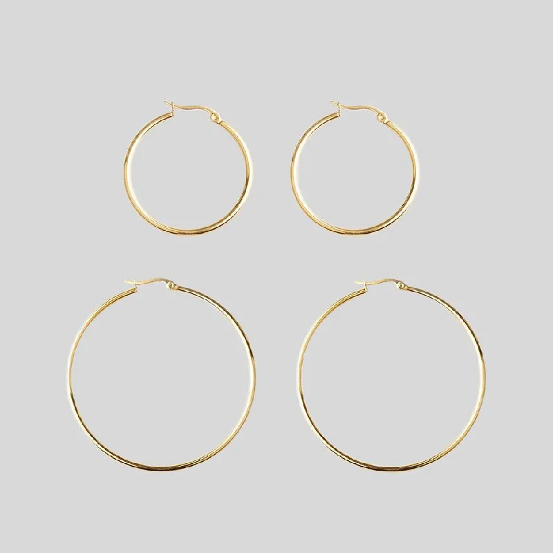 Women's Earrings – Elegant Designs for Every Personality--Gold Hoop Earrings - Set of 2