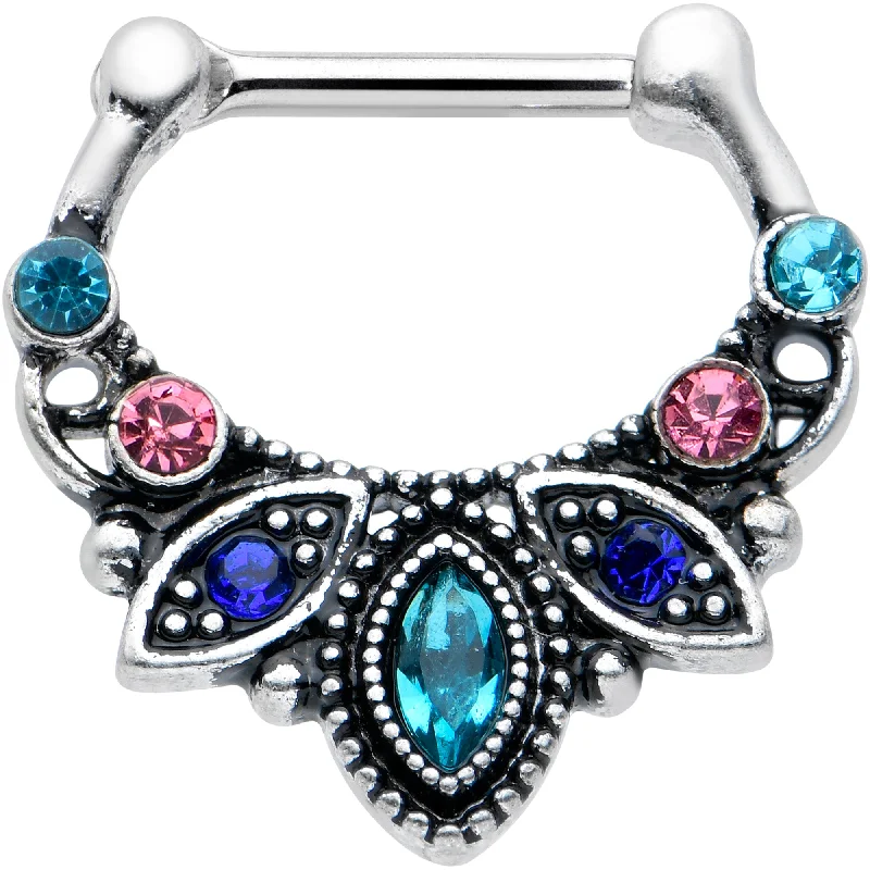 Women's Earrings – Elegant Designs for Every Personality--16 Gauge 5/16 Pink Blue Gem Festive Fashion Cartilage Clicker