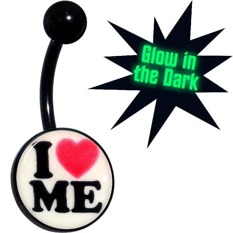 Stunning Belly Rings for Fashionable Women -Black Glow in the Dark I Love Me Belly Ring Stunning Belly Rings for Fashionable Women -Black Glow in the Dark I Love Me Belly Ring