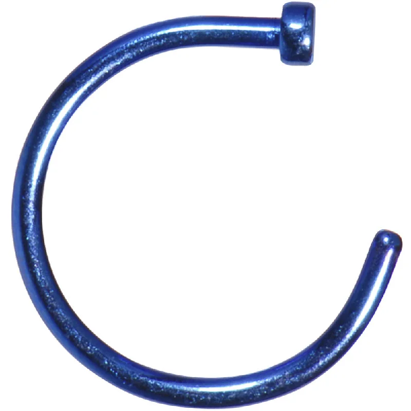 Nose Rings for Sophisticated Style -18 Gauge 3/8 Blue Anodized Titanium Nose Hoop