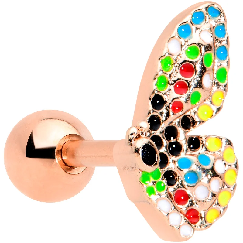 Women's Earrings – Elegant Designs for Every Personality--16 Gauge 1/4 Rose Gold Tone Mosaic Butterfly Cartilage Tragus Earring Women's Earrings – Elegant Designs for Every Personality--16 Gauge 1/4 Rose Gold Tone Mosaic Butterfly Cartilage Tragus Earring