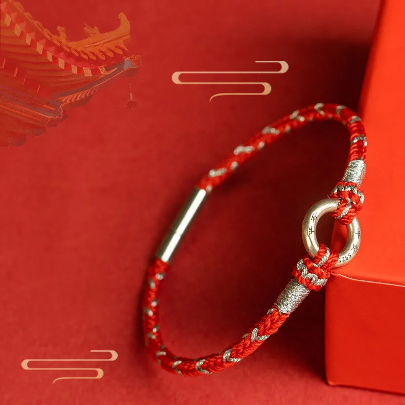 Men's Stylish Bracelets with Textured Design-Buddha Stones Red String 925 Sterling Silver Safe Luck Bracelet Men's Stylish Bracelets with Textured Design-Buddha Stones Red String 925 Sterling Silver Safe Luck Bracelet