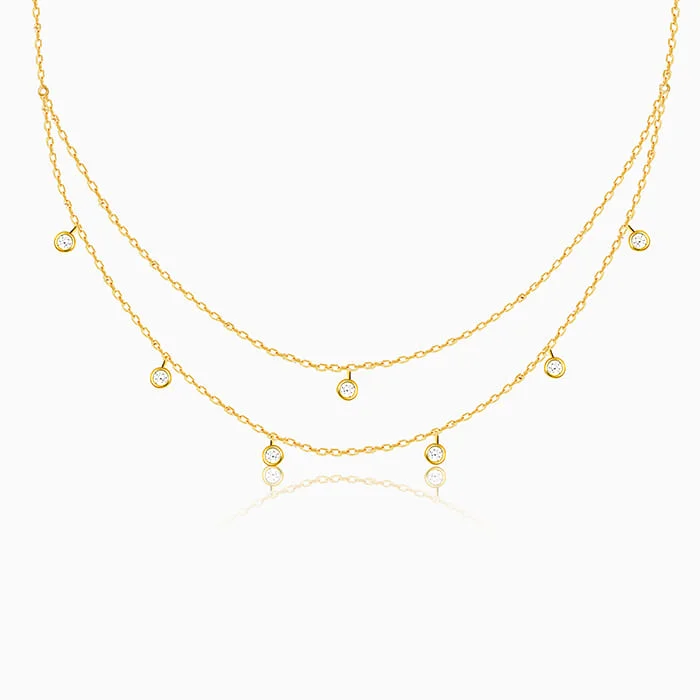 Shop Classic Women's Necklaces & Pendants with a Modern Twist-Golden Dual Layer Zircon Necklace Shop Classic Women's Necklaces & Pendants with a Modern Twist-Golden Dual Layer Zircon Necklace