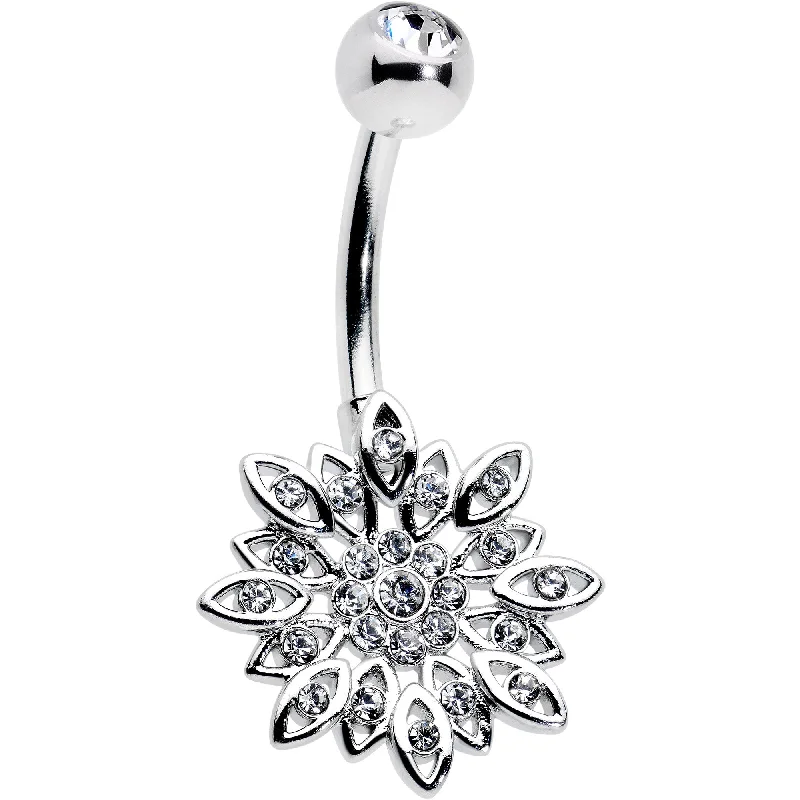 Trendy Belly Rings for Bold Statement -Clear Gem Rococo Starry Flower Baroque Belly Ring Trendy Belly Rings for Bold Statement -Clear Gem Rococo Starry Flower Baroque Belly Ring