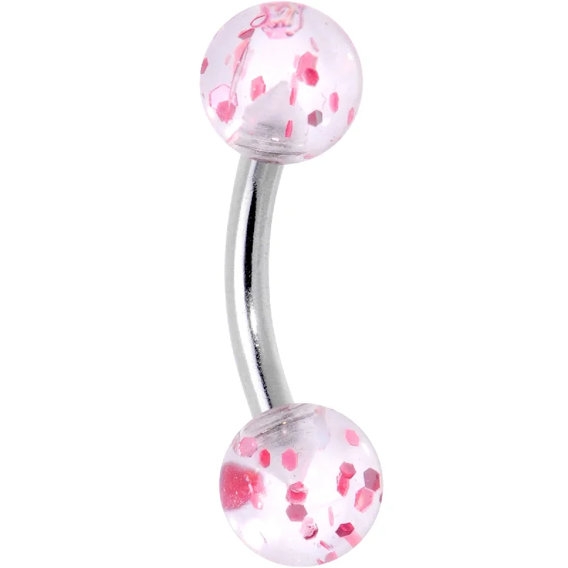 Women's Earrings – Elegant Designs for Every Personality--16 Gauge 1/4 Translucent Pink Splash Eyebrow Ring