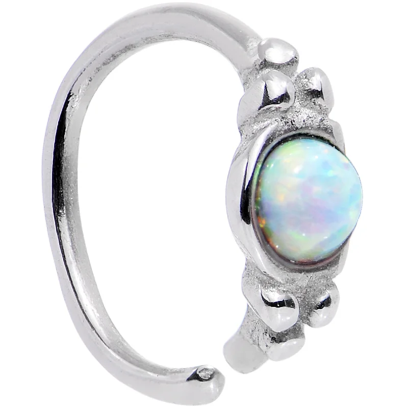 Women's Earrings – Elegant Designs for Every Personality--18 Gauge 5/16 White Synthetic Opal Seamless Circular Ring Women's Earrings – Elegant Designs for Every Personality--18 Gauge 5/16 White Synthetic Opal Seamless Circular Ring