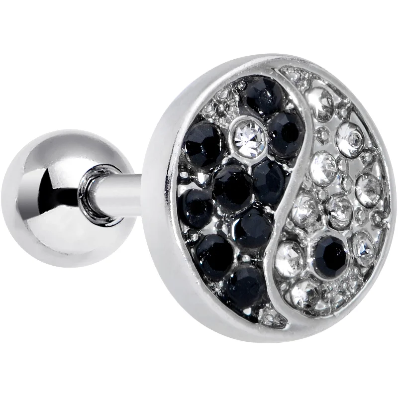 Women's Earrings – Elegant Designs for Every Personality--16 Gauge 1/4 Clear Black Gem Yin Yang Cartilage Tragus