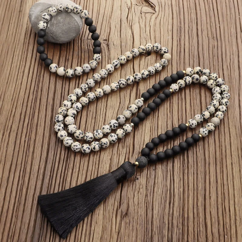 Durable Leather Cuff Bracelets for Men-108 Mala Beads Zebra Jasper Frosted Stone Protection Tassel Bracelet (Extra 30% Off | USE CODE: FS30) Durable Leather Cuff Bracelets for Men-108 Mala Beads Zebra Jasper Frosted Stone Protection Tassel Bracelet (Extra 30% Off | USE CODE: FS30)