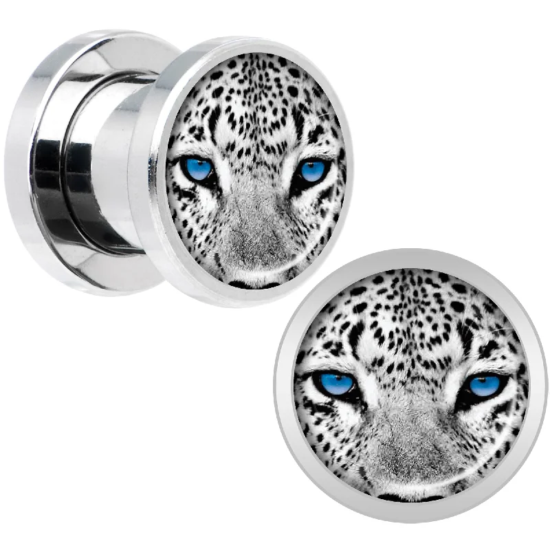Women's Earrings – Elegant Designs for Every Personality--Black White Leopard Eyes Steel Screw Fit Plug Set 0 Gauge Women's Earrings – Elegant Designs for Every Personality--Black White Leopard Eyes Steel Screw Fit Plug Set 0 Gauge