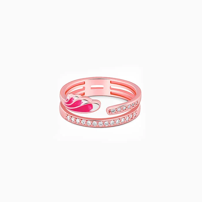 Chic Women's Rings for Fashion-Forward Looks-Rose Gold Pink Ruffles Ring