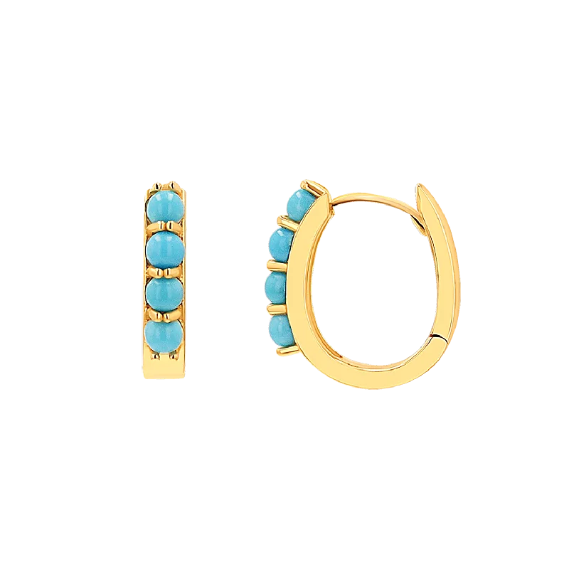 Women's Earrings – Elegant Designs for Every Personality--Genuine Turquoise Paper Clip Huggie Hoops