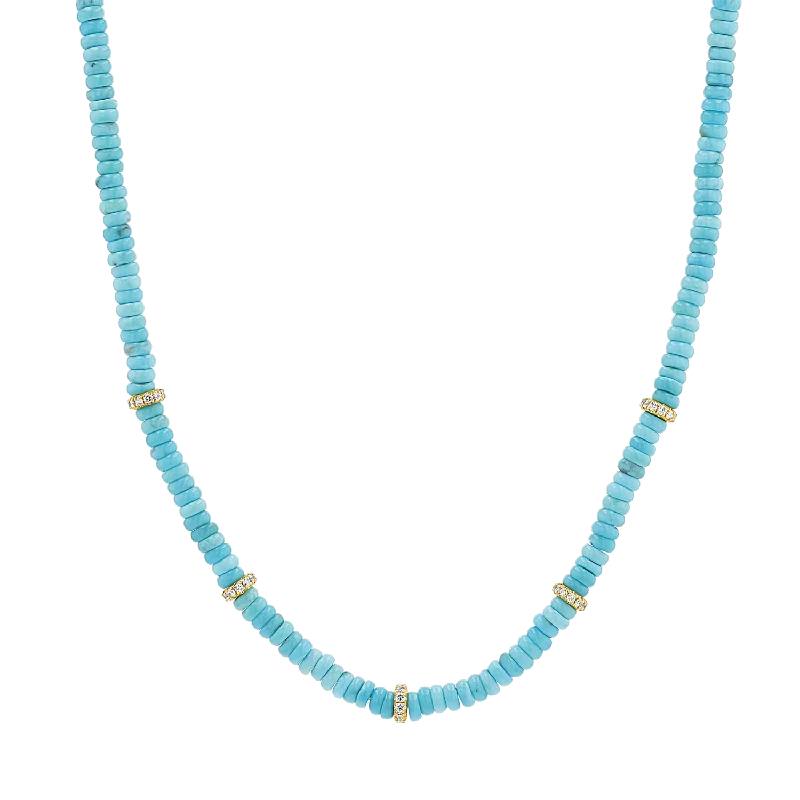 Shop Classic Women's Necklaces & Pendants with a Modern Twist-Turquoise Diamond Bead Necklace Shop Classic Women's Necklaces & Pendants with a Modern Twist-Turquoise Diamond Bead Necklace