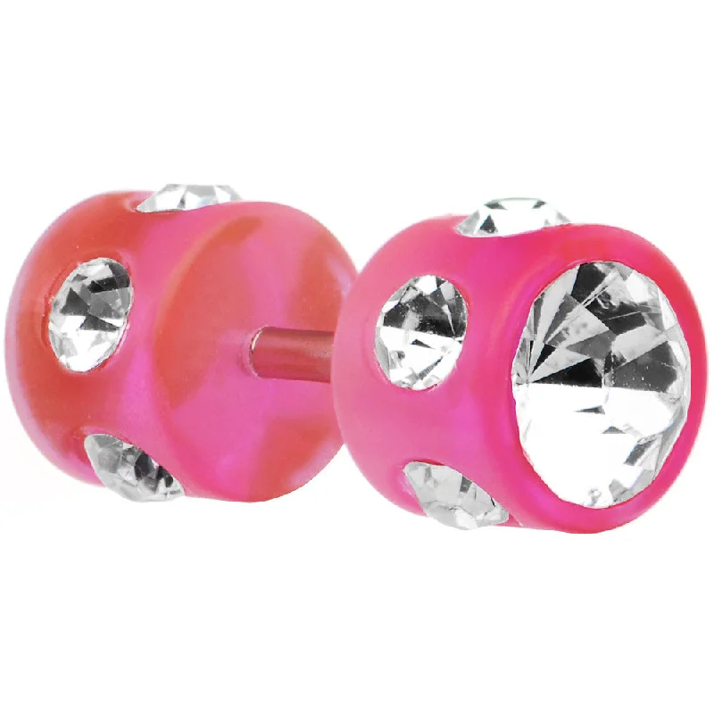 Women's Earrings – Elegant Designs for Every Personality--Pink Acrylic Gem Cheater Plug