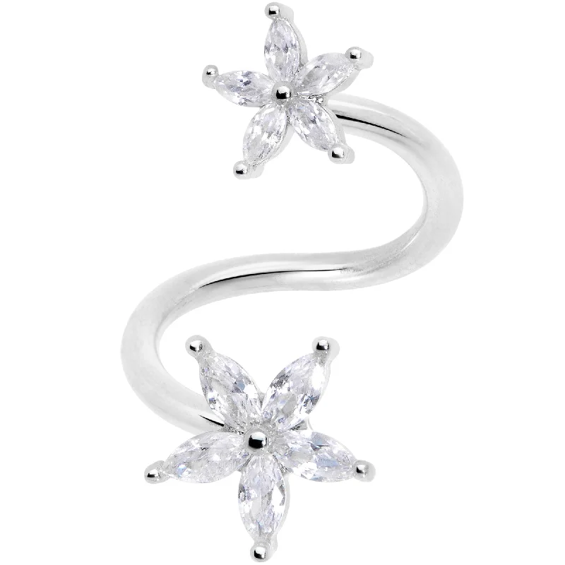 Elegant Lip Rings with Radiant Stones14 Gauge 1/2 Clear Gem Star Flower Spiral Twister Belly Ring Elegant Lip Rings with Radiant Stones14 Gauge 1/2 Clear Gem Star Flower Spiral Twister Belly Ring