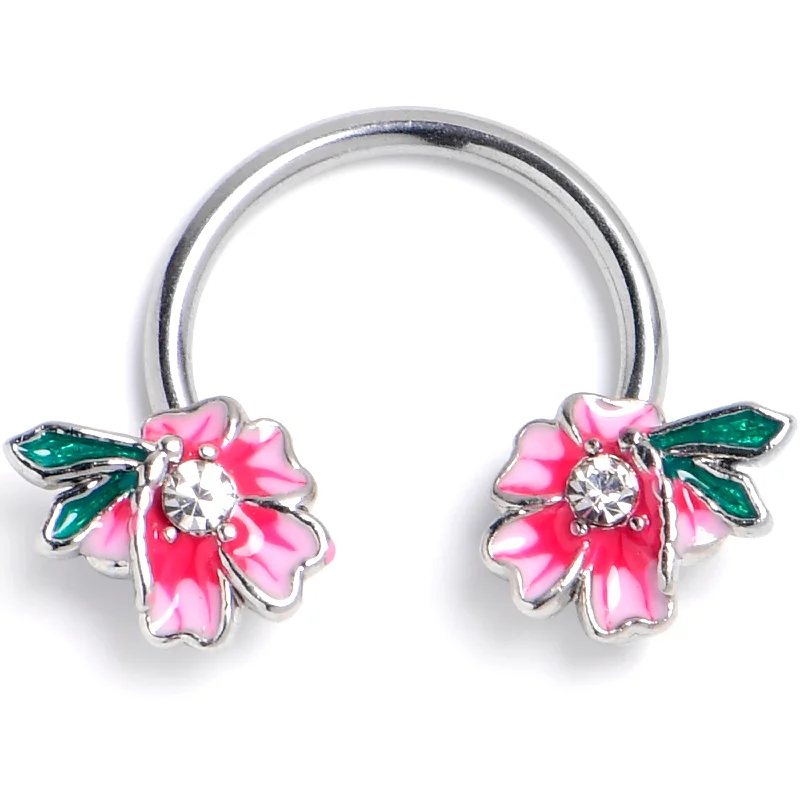 Women's Earrings – Elegant Designs for Every Personality--16 Gauge 3/8 Clear Gem Faerie Flower Pink Horseshoe Circular Barbell Women's Earrings – Elegant Designs for Every Personality--16 Gauge 3/8 Clear Gem Faerie Flower Pink Horseshoe Circular Barbell