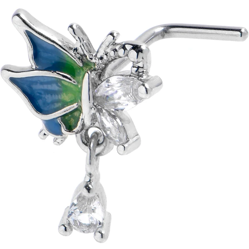 Stylish Nose Rings for Every Occasion -20 Gauge 7mm Clear CZ Gem Dazzling Beauty Butterfly L Shape Nose Ring Stylish Nose Rings for Every Occasion -20 Gauge 7mm Clear CZ Gem Dazzling Beauty Butterfly L Shape Nose Ring