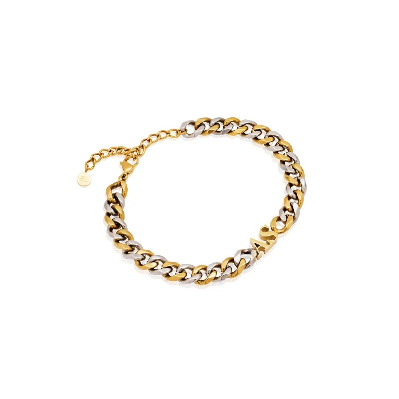 Classic Bangle Bracelets for Women-Initial Curb Bracelet (Gold/Silver)