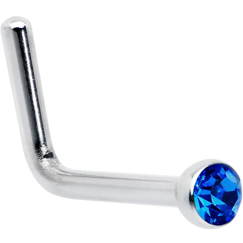 Nose Rings for Boho Style -20 Gauge Stainless Steel Sapphire Blue Gem Micro Nose Ring L-Shaped Nose Rings for Boho Style -20 Gauge Stainless Steel Sapphire Blue Gem Micro Nose Ring L-Shaped