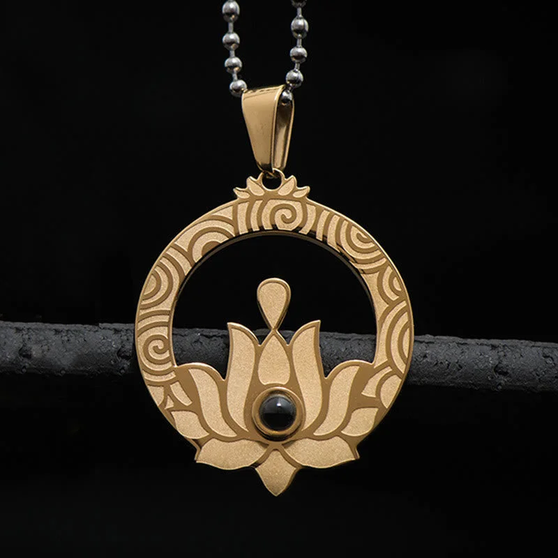 Shop Classic Women's Necklaces & Pendants with a Modern Twist-Buddha Stones Lotus Titanium Steel Enlightenment Projection Shurangama Mantra Necklace Pendant Shop Classic Women's Necklaces & Pendants with a Modern Twist-Buddha Stones Lotus Titanium Steel Enlightenment Projection Shurangama Mantra Necklace Pendant