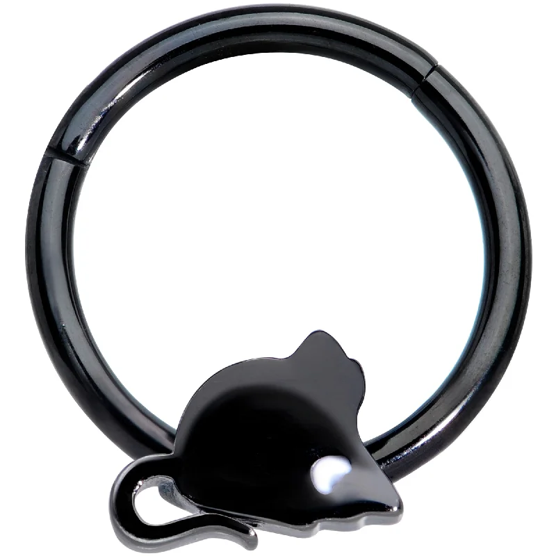 Sophisticated Nose Rings with Simple Designs -16 Gauge 3/8 Black Mouse Septum Clicker Sophisticated Nose Rings with Simple Designs -16 Gauge 3/8 Black Mouse Septum Clicker
