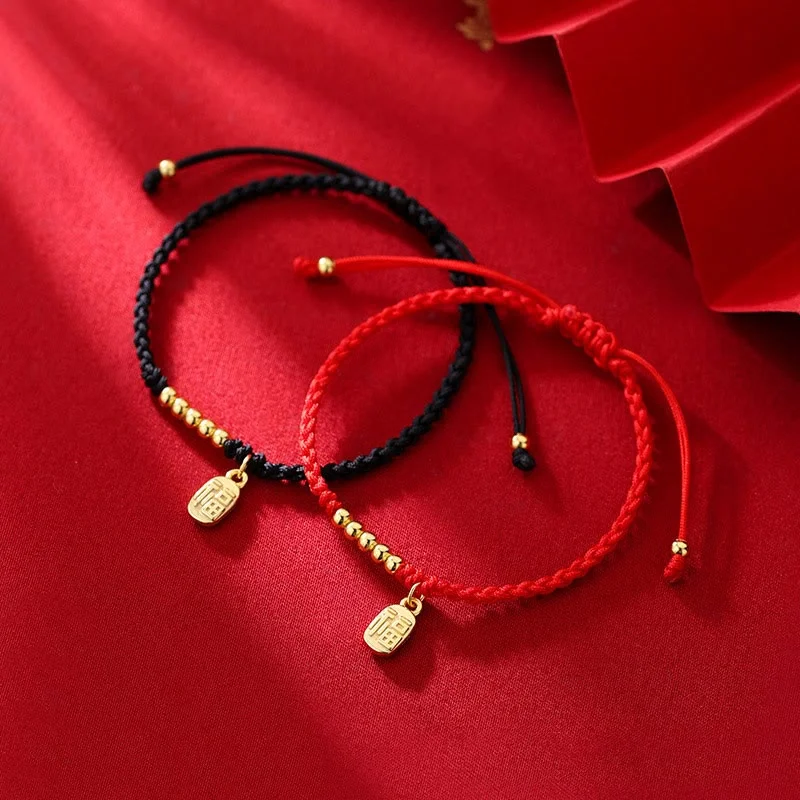 Luxury Leather Bracelets for Men-Buddha Stones Handmade Fu Character Charm Luck Fortune Rope Bracelet Luxury Leather Bracelets for Men-Buddha Stones Handmade Fu Character Charm Luck Fortune Rope Bracelet