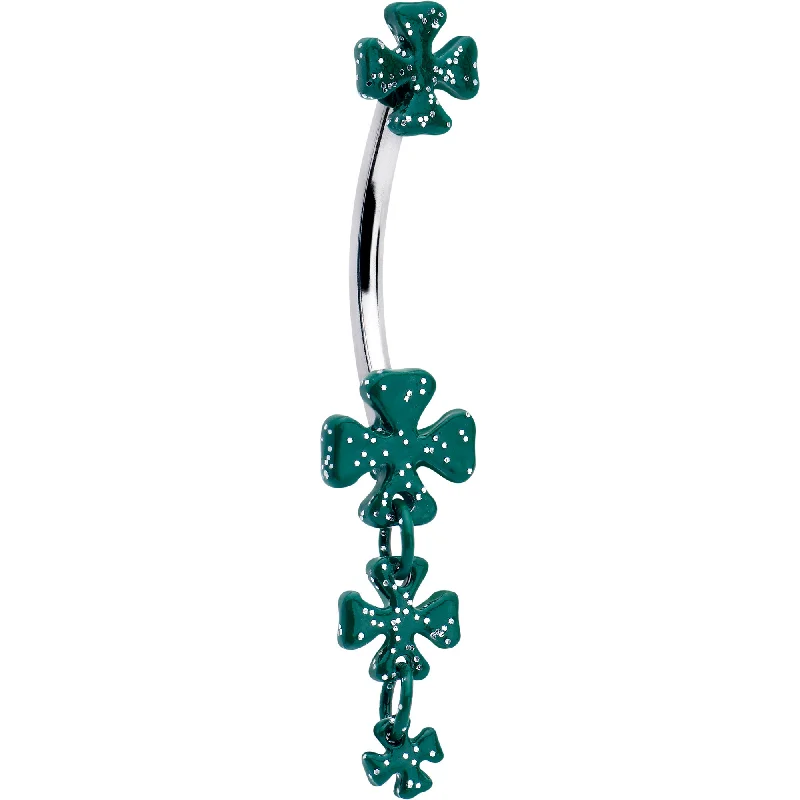 Unique Belly Rings with Artistic Shine -Polka Dot Shamrock St Patricks Double Mount Dangle Belly Ring Unique Belly Rings with Artistic Shine -Polka Dot Shamrock St Patricks Double Mount Dangle Belly Ring
