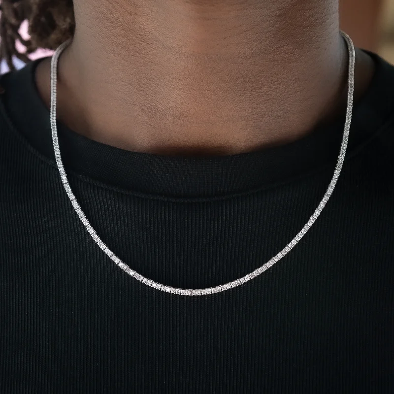 Exclusive Men's Necklaces & Pendants for the Modern Gentleman-Diamond Tennis Chain in White Gold- 2mm Exclusive Men's Necklaces & Pendants for the Modern Gentleman-Diamond Tennis Chain in White Gold- 2mm