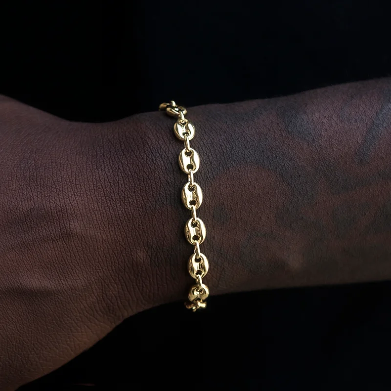 Fashionable Metal Bracelets for Men-Valentina Bracelet in Yellow Gold- 7mm