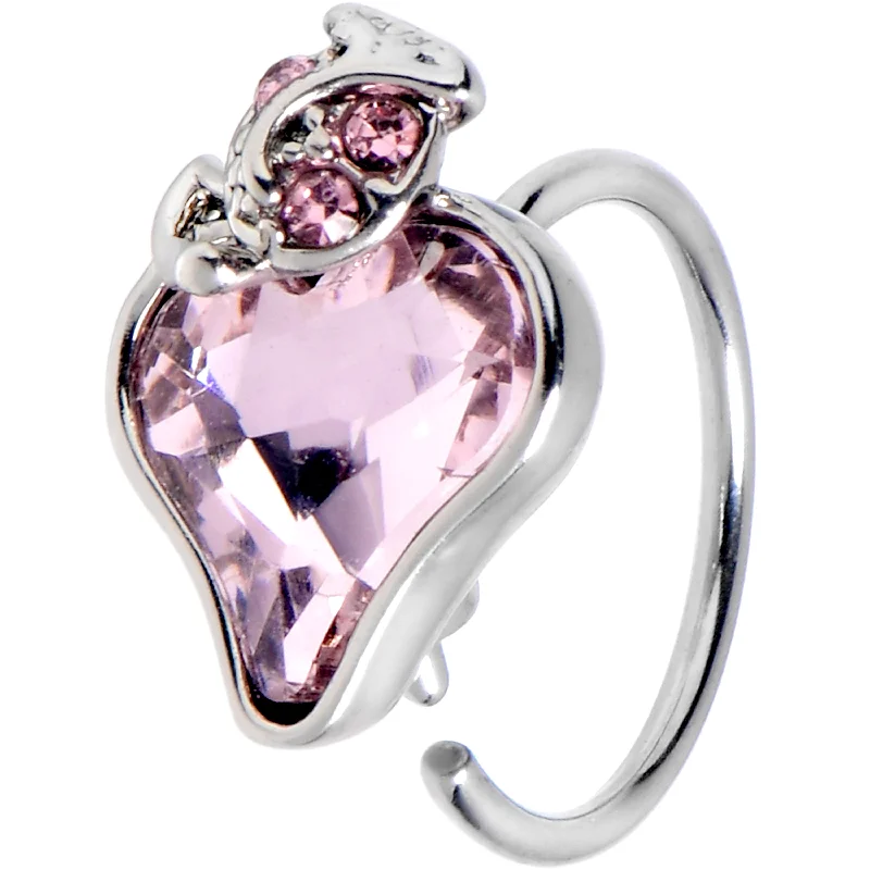 Nose Rings for Detailed Designs -20 Gauge 5/16 Pink Gem Strawberry Love Nose Hoop