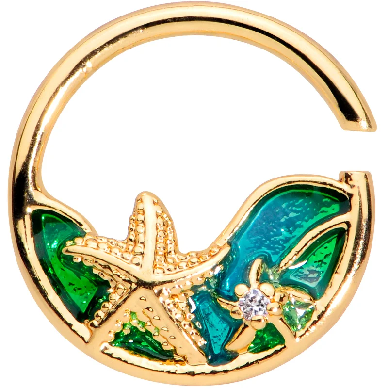 Comfortable Nose Rings with High-End Appeal -18 Gauge 3/8 Clear Gem Gold Tone Starfish Nautical Closure Ring Comfortable Nose Rings with High-End Appeal -18 Gauge 3/8 Clear Gem Gold Tone Starfish Nautical Closure Ring