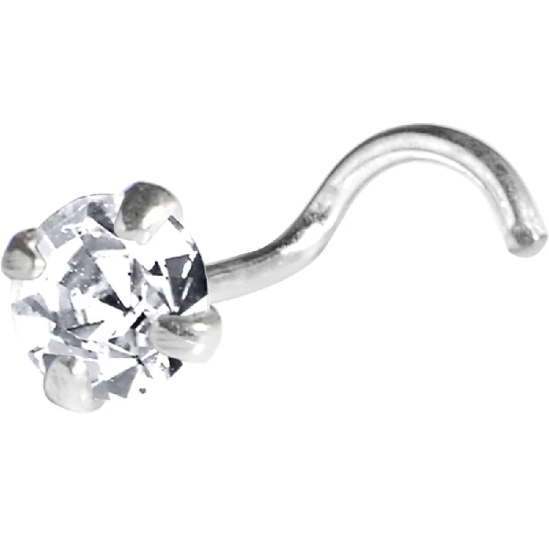 Timeless and Classic Nose Rings -Sterling Silver 925 Clear CZ Solitiare Nose Ring