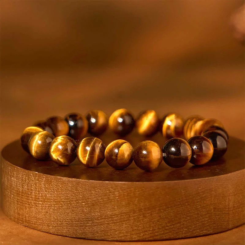 Chunky Bracelets for Men-Buddha Stones Tiger Eye Strength Bracelet
