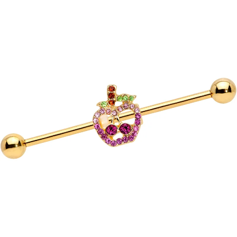 Women's Earrings – Elegant Designs for Every Personality--14 Gauge Pink Purple Gem Gold Hue Apple Cherry Industrial Barbell 38mm Women's Earrings – Elegant Designs for Every Personality--14 Gauge Pink Purple Gem Gold Hue Apple Cherry Industrial Barbell 38mm