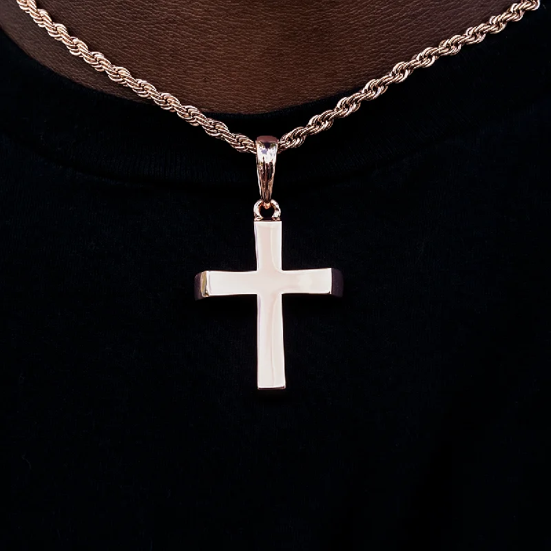 Exclusive Men's Necklaces & Pendants for the Modern Gentleman-Simple Cross Pendant in Rose Gold Exclusive Men's Necklaces & Pendants for the Modern Gentleman-Simple Cross Pendant in Rose Gold