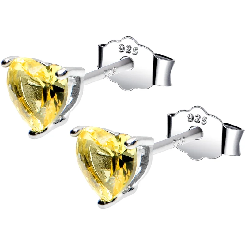 Women's Earrings – Elegant Designs for Every Personality--5mm CZ  Heart 925 Sterling Silver November Birthstone Stud Earrings