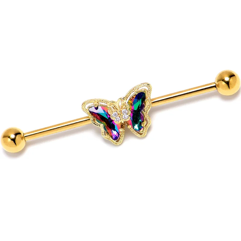 Women's Earrings – Elegant Designs for Every Personality--14 Gauge Vitrail Gem Gold Tone Classic Butterfly Industrial Barbell 38mm Women's Earrings – Elegant Designs for Every Personality--14 Gauge Vitrail Gem Gold Tone Classic Butterfly Industrial Barbell 38mm
