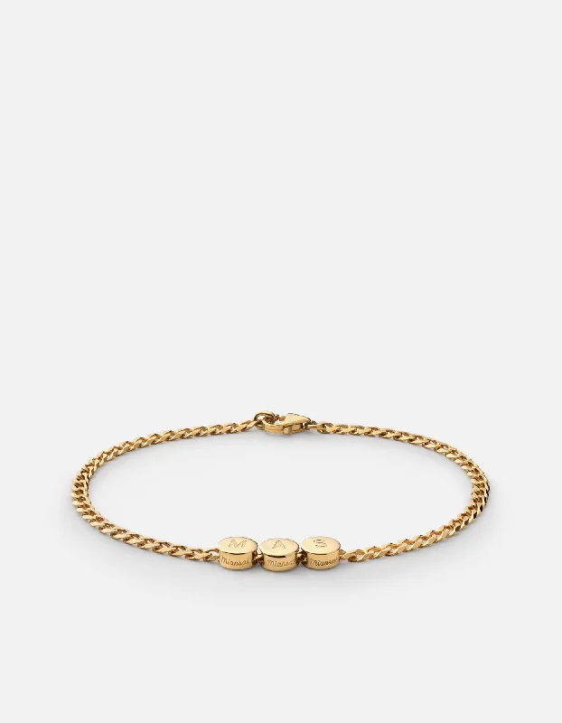 Men's Personalized Stone Bracelets-Type Chain Bracelet, Gold Vermeil
