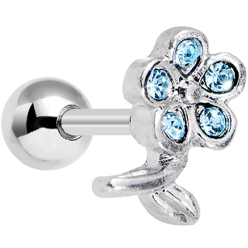 Women's Earrings – Elegant Designs for Every Personality--16 Gauge 1/4 Aqua Gem Petal Flower Left Ear Cartilage Earring