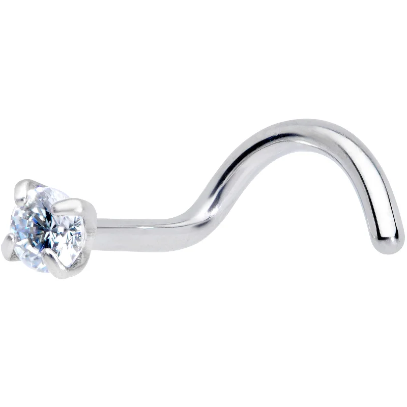 Nose Rings for Bold Fashion Statements -18 Gauge 7mm Clear 2.5mm CZ Gem Grade 23 Titanium Left Side Nose Screw Nose Rings for Bold Fashion Statements -18 Gauge 7mm Clear 2.5mm CZ Gem Grade 23 Titanium Left Side Nose Screw