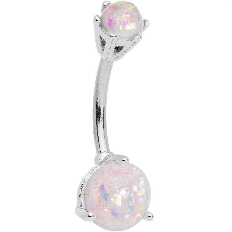 Belly Rings with Colorful Gemstones for Extra Shine -White Faux Opal Simply Gems Belly Ring Belly Rings with Colorful Gemstones for Extra Shine -White Faux Opal Simply Gems Belly Ring