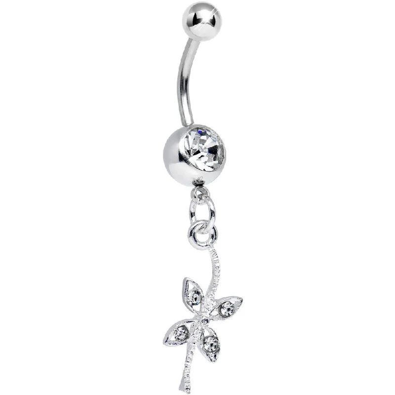 Beautiful Belly Rings for Fashion-Forward Women -Clear Gem Gentle Dragonfly Dangle Belly Ring Beautiful Belly Rings for Fashion-Forward Women -Clear Gem Gentle Dragonfly Dangle Belly Ring