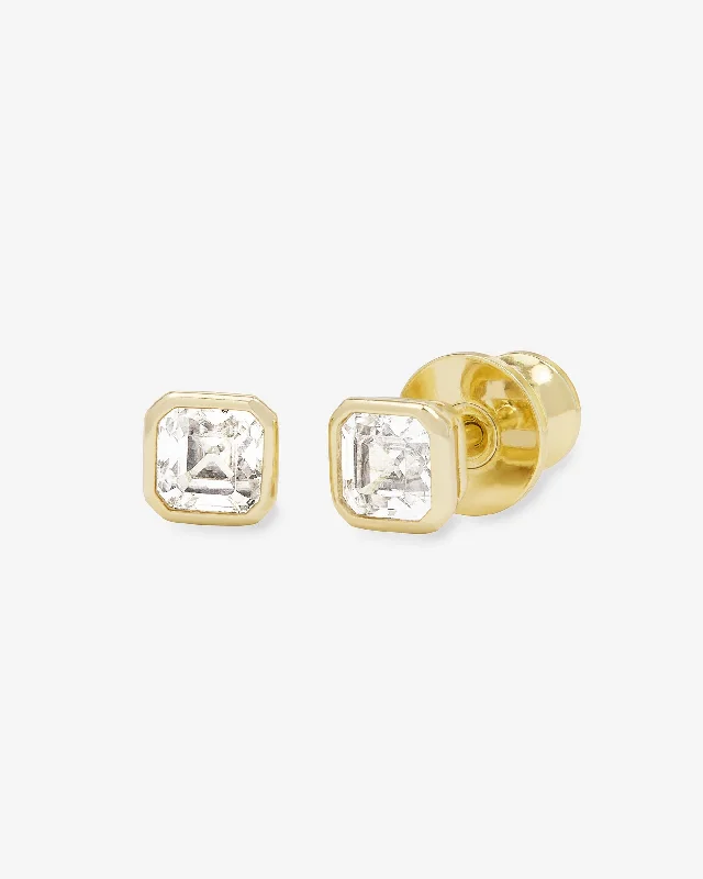 Women's Earrings – Elegant Designs for Every Personality--Duchess 4mm Studs - Gold|White Diamondettes Women's Earrings – Elegant Designs for Every Personality--Duchess 4mm Studs - Gold|White Diamondettes