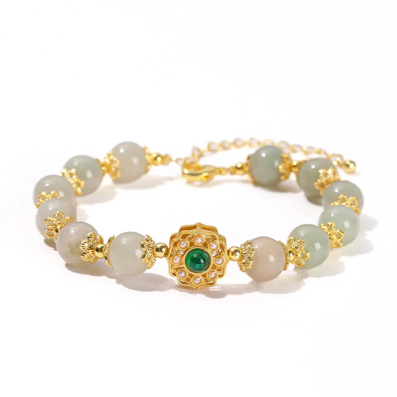 Beaded Cuff Bangles for Women-Buddha Stones Natural Jade Prosperity Bead Chain Bracelet Beaded Cuff Bangles for Women-Buddha Stones Natural Jade Prosperity Bead Chain Bracelet