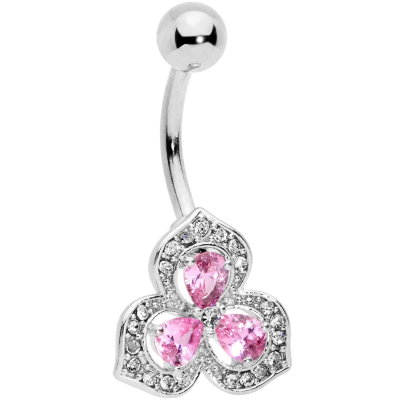 Unique Belly Rings for Bold Fashion Choices -Clear Pink Gems Art Deco Luxe Glamour Leaves Dangle Belly Ring Unique Belly Rings for Bold Fashion Choices -Clear Pink Gems Art Deco Luxe Glamour Leaves Dangle Belly Ring