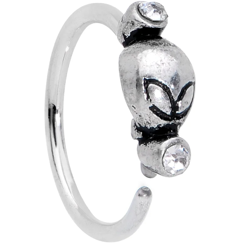 Simple Nose Rings with Classic Appeal -20 Gauge 5/16 Clear Gem Outer Space Alien Nose Hoop Simple Nose Rings with Classic Appeal -20 Gauge 5/16 Clear Gem Outer Space Alien Nose Hoop