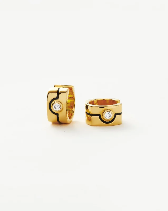 Women's Earrings – Elegant Designs for Every Personality--Enamel & Stone Square Mini Hoop Earrings