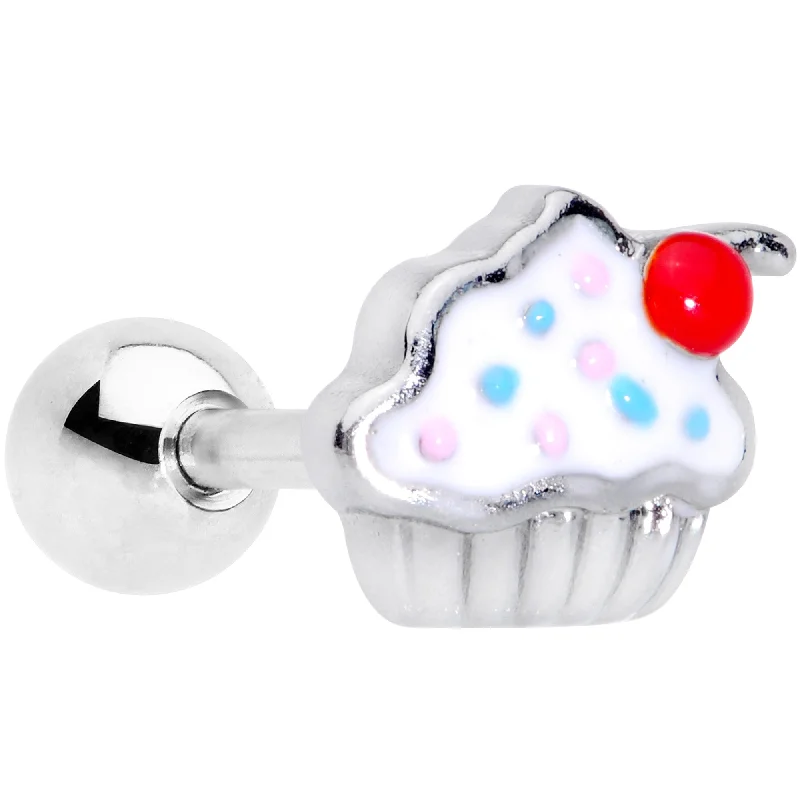 Women's Earrings – Elegant Designs for Every Personality--16 Gauge 1/4 Red White Sprinkle Cherry Cupcake Cartilage Tragus