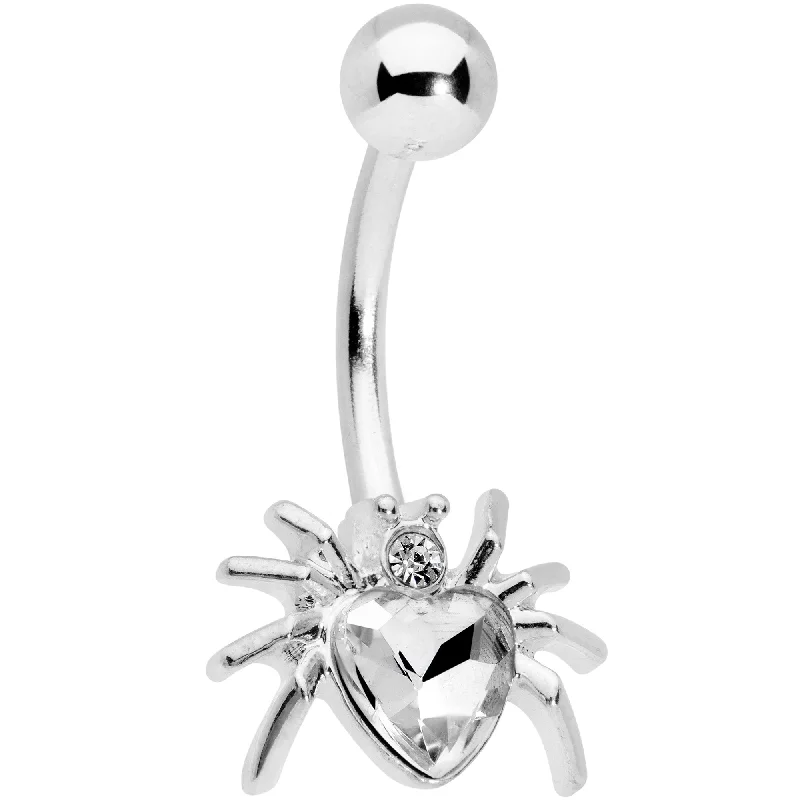 Stunning Belly Rings for Dazzling Fashion -Clear Gem Halloween Heart Spider Belly Ring Stunning Belly Rings for Dazzling Fashion -Clear Gem Halloween Heart Spider Belly Ring