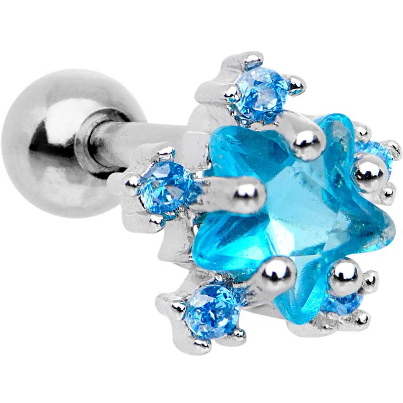 Women's Earrings – Elegant Designs for Every Personality--Aqua CZ Gem Stardust Tragus Cartilage Earring