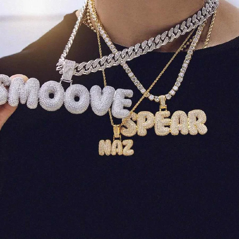 Exclusive Men's Necklaces & Pendants for the Modern Gentleman-Custom Bubble Font